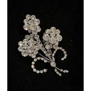 Lg‎ Vintage Austrian Crystal 3D Flower Spray brooch